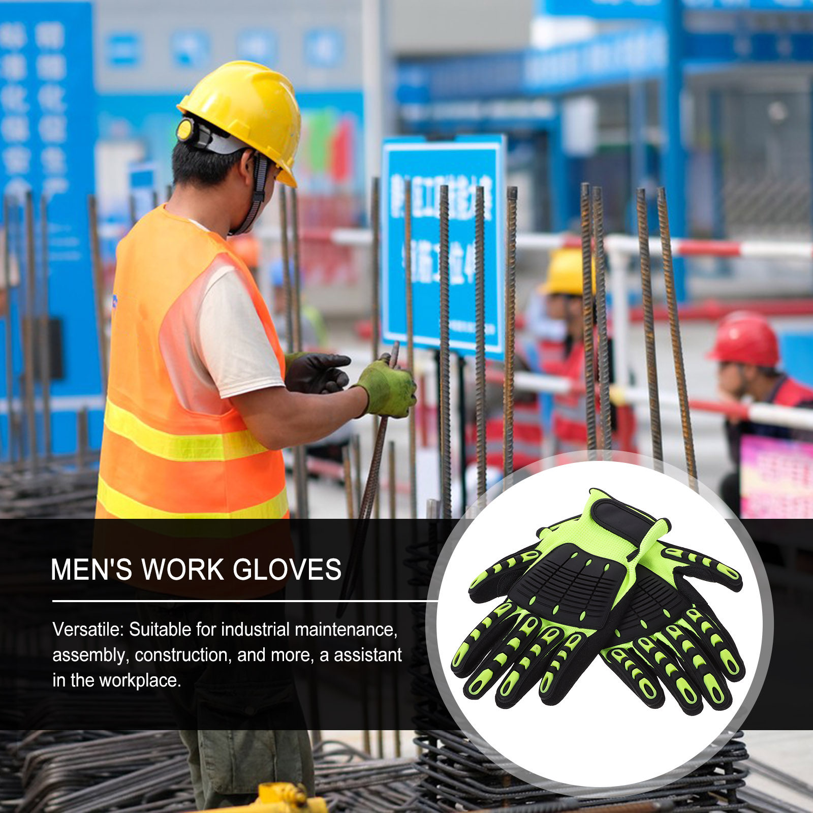 Work Glove Impact - 1 para ochronnych rękawic roboczych, odporne